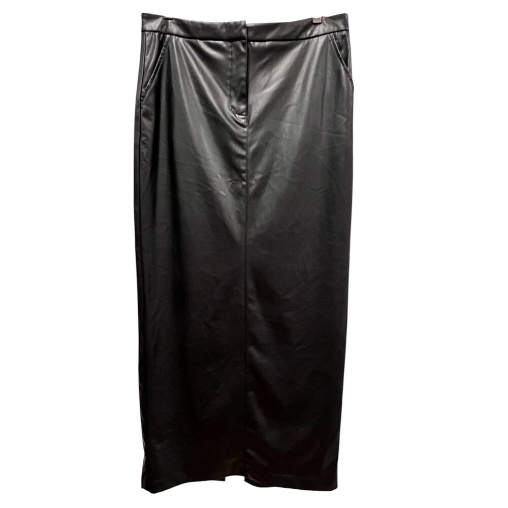 Zara Faux Leather Pencil Maxi Skirt, Black L